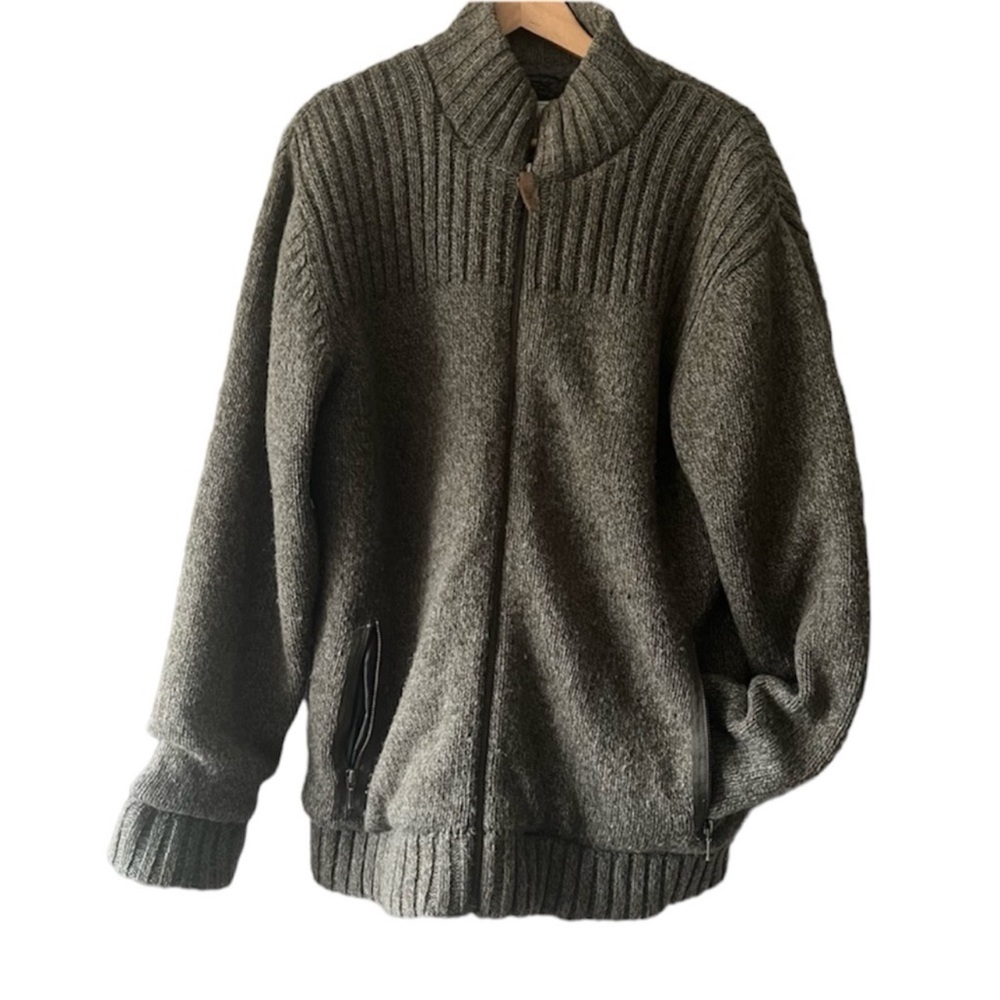 Wind River vintage Sweater wool Jacket zipper front thick fleece lined large